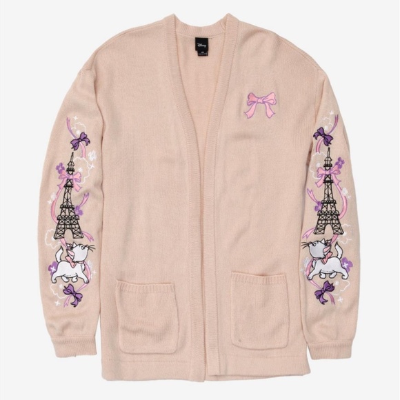 Disney Sweaters - Disney - The Aristocats Marie Eiffel Tower Embroidered Open Cardigan - 3X
